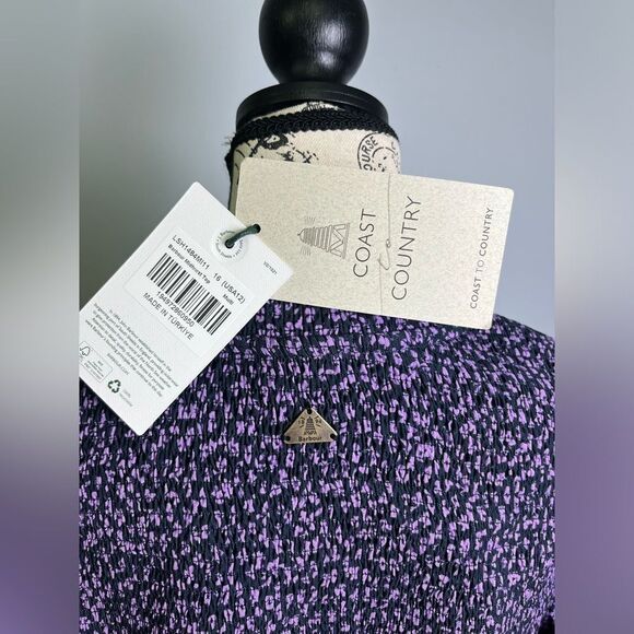 Barbour Midhurst Floral Long Sleeve Flowy Blouse Purple NWT Size US 12 - Picture 4 of 8
